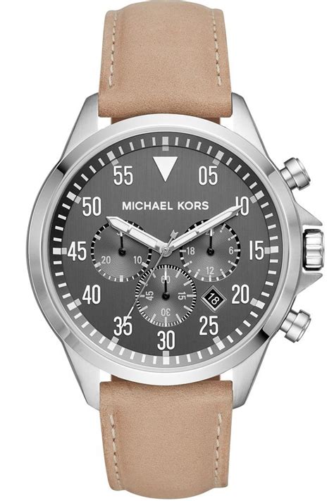 michael kors gage chronograph brown leather strap watch|Michael Kors Men's MK8616 Gage Analog Display Quartz Brown .